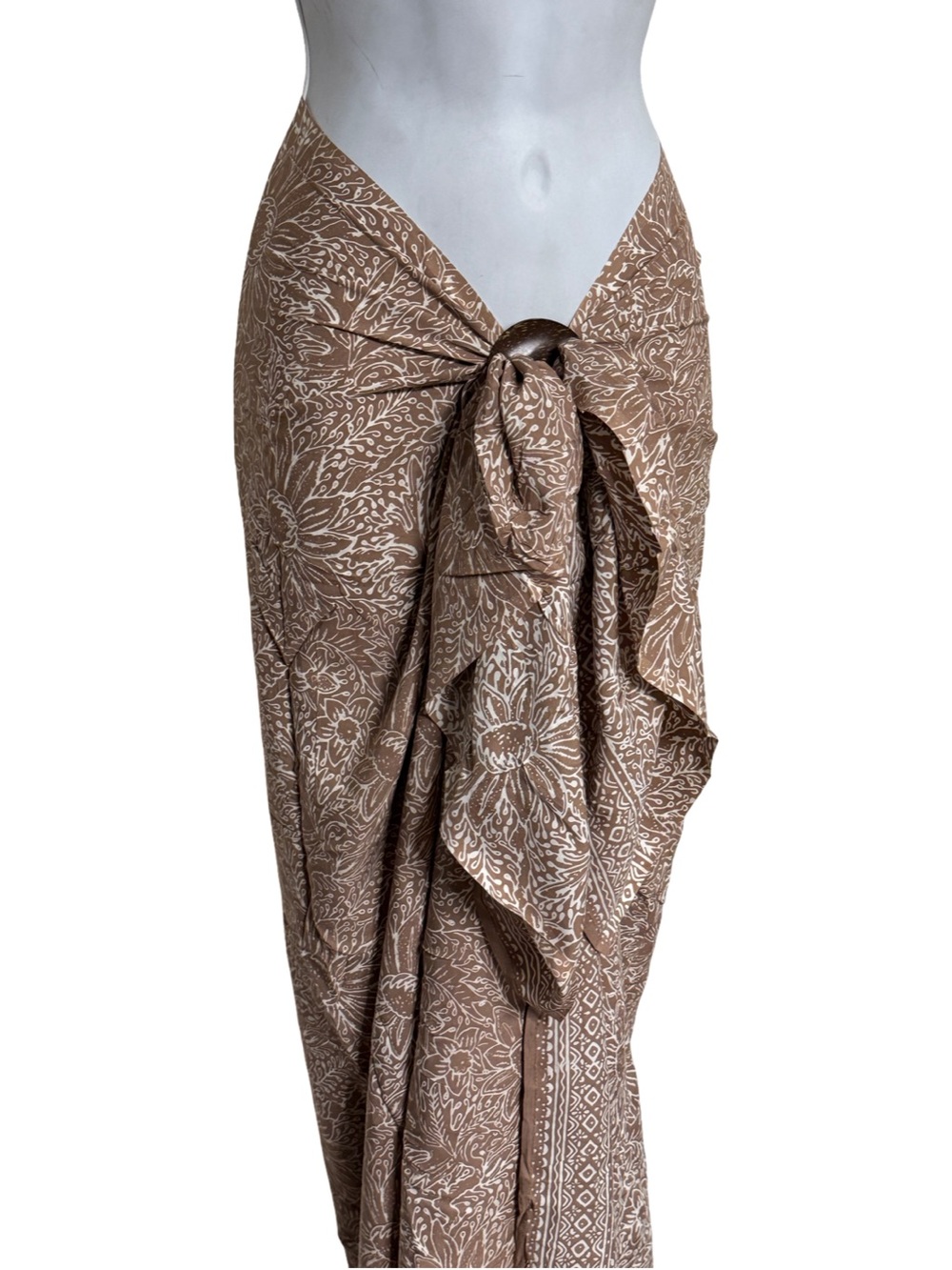 Brown Floral Bali Wrap Sarong NEW - Picture 5 of 9